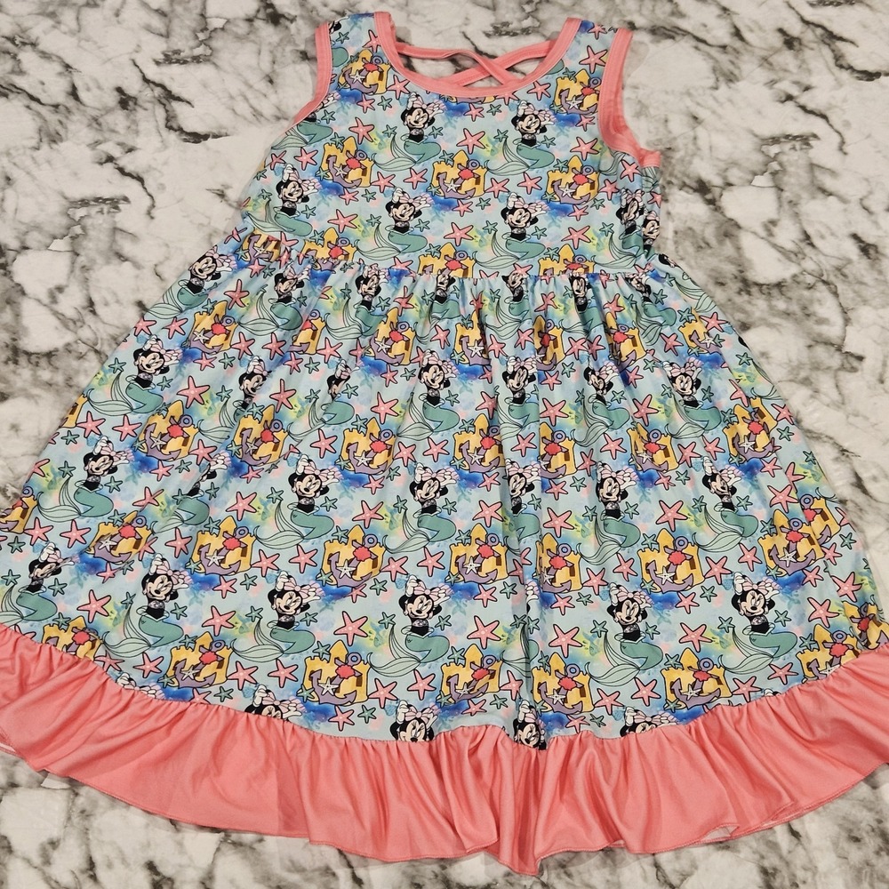 Girls Milksilk Beach Mouse Mermaid Print Dress Sleeveless Size 8/9‎